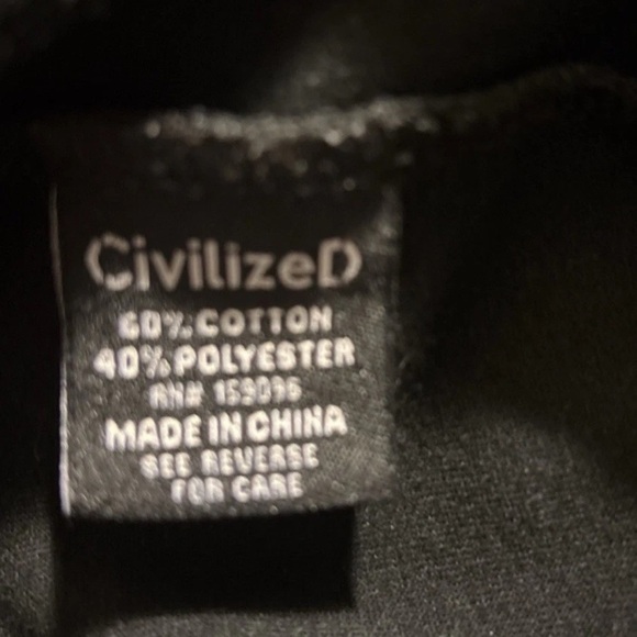 Civilized Graphic Black Zip Up Hoodie Patches & Decals Gold Zipper Sweatshirt - Picture 8 of 9